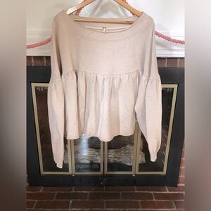 FREE PEOPLE Cream Color Knit Top Size L